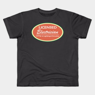 Licensed Electrician promo Sticker for Lighting  wiring and circuit work of Electrician and technicians Kids T-Shirt